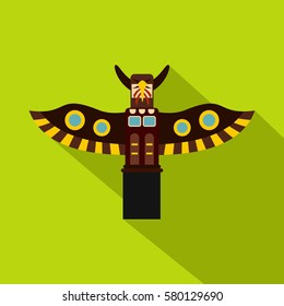 Indian totem pole in Stanley park, Canada icon. Flat illustration of indian totem pole in Stanley park, Canada vector icon for web isolated on lime background