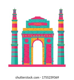 indian towers and frame temple structure icon vector illustration design