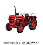 Indian tractor vector illustration, 3d Red tractor, Detailed vector illustration picture of tractor, agriculture vehicle vector drawing, Farm tractor isolated graphic sketch illustration, EPS 10 image
