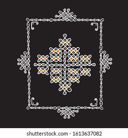 Indian Traditiona Rangoli Vector line art with dark background