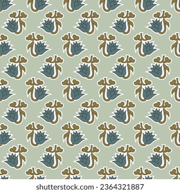 Indian Traditional Block Print Booti Seamless Repeat Pattern Digital Textile Design