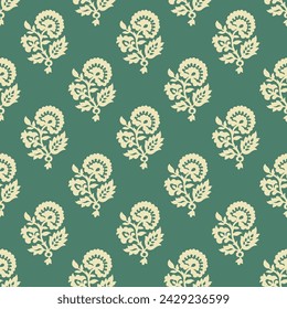 Indian Traditional Block print booti Gold Paste allover seamless repeat pattern