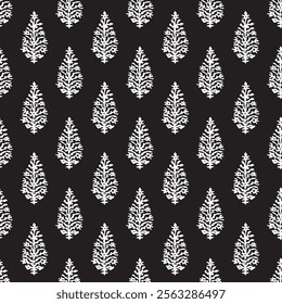 Indian Traditional Block Print Booti Allover Seamless Repeat Pattern