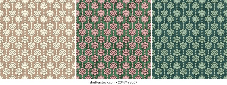 Indian Traditional Block Print Design Pattern. Ajrakh Pattern Batik Print Pattern. Traditional Indian Design In 3 Colourways. 