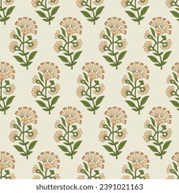 Indian Traditional Block Print Floral Booti Design batik Print allover seamless repeat pattern Digital Design Vector Format Edtiable File