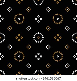 Indian Traditional block print gold white paste allover chunri bandhani seamless repeat pattern for kurti shirt saree stole scarf dupatta vector editable design