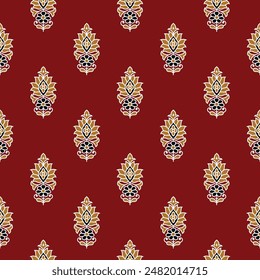 Indian Traditional Block print Gold paste Ajrakh Kalamkari design alover seamless repeat pattern