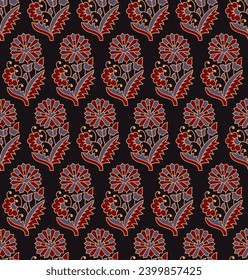 Indian Traditional block print screen print booti allover seamless repeat pattern
