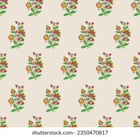 Indian Traditional Booti motif for block print screen print digital rotary flatbed allover seamless repeat pattern for saree shirt kurti blouse background wallpaper texture vector format cadded file 