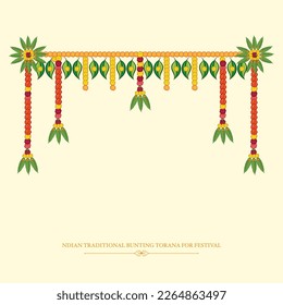 indian traditional bunting mango leaf and marigold flower
