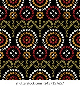 Indian Traditional Chunri Bandhani design allover seamless repeat pattern for shirt shalwar suit saree blouse stole scarf dupatta wallpaper background texture vector editable motif for clothing