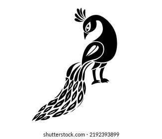 Indian traditional and cultural beautiful peacock design isolated on white background - vector illustration