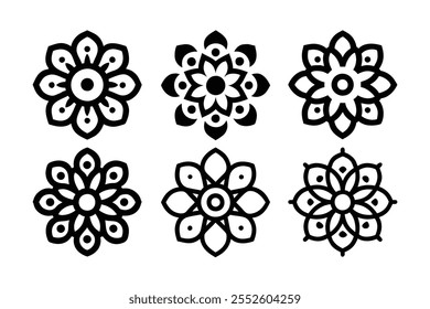 Indian Traditional and Cultural Black Line Art Mandala Design
