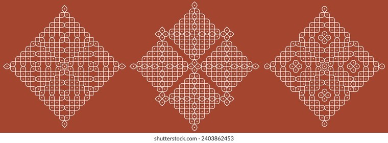 Indian Traditional and Cultural Kolam modern vector, set of home decor patterns