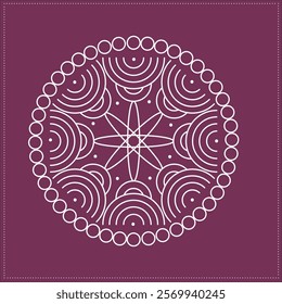 Indian Traditional and Cultural, Kolam, Rangoli, or Paisley vector line art. Bengal art India Tamil mandala Art