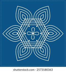 Indian Traditional and Cultural, Kolam, Rangoli, or Paisley vector line art. Bengal art India Tamil mandala Art