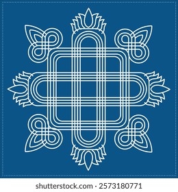 Indian Traditional and Cultural, Kolam, Rangoli, or Paisley vector line art. Bengal art India Tamil mandala Art