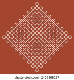 Indian Traditional and Cultural pulli or sikku Kolam editable design vector.