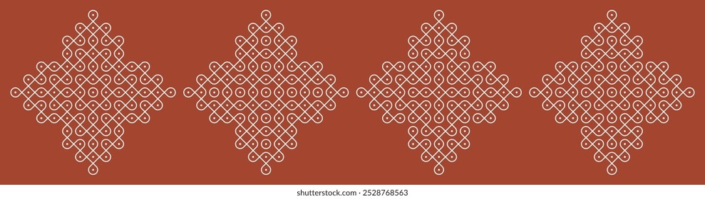 Indian Traditional and Cultural pulli or sikku Kolam modern vector, set of editable home decor patterns.