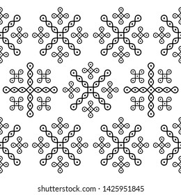 Indian Traditional and Cultural Rangoli, Alpona, Kolam or Paisley art in Seamless Pattern