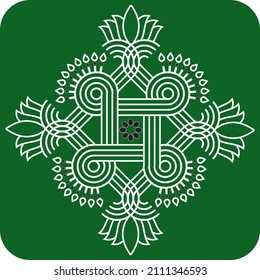 Indian Traditional and Cultural Rangoli, Alpona, Kolam, or Paisley vector line art. Bengal art India. for textile printing, logo, wallpaper