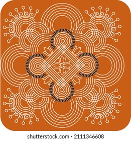 Indian Traditional and Cultural Rangoli, Alpona, Kolam, or Paisley vector line art. Bengal art India. for textile printing, logo, wallpaper