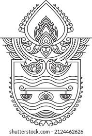 Indian Traditional and Cultural Rangoli, Alpona, Kolam, or Paisley vector line art. Bengal art India. for textile printing, logo, wallpaper
