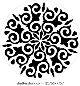 Indian Traditional and Cultural Rangoli, Alpona, Kolam, or Paisley vector line art. Bengal art India. for textile printing, logo, wallpaper
