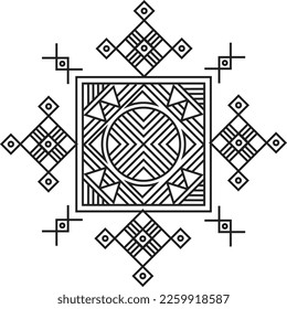 Ranggoli tradicional y cultural indio, Alpona, Kolam o Paisley vectorial line art India. tradición artística bengalí centenaria de la región de Bengala, para la impresión textil, el logotipo, el papel tapiz