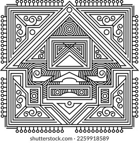 Indian Traditional and Cultural Rangoli, Alpona, Kolam, or Paisley vector line art. Bengal art India. centuries-old Bengali art tradition of the Bengal region, for textile printing, logo, wallpaper