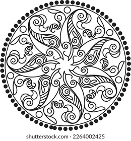 Indian Traditional and Cultural Rangoli, Alpona, Kolam, or Paisley vector line art. Bengal art India. for textile printing, logo, wallpaper