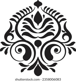 Indian Traditional and Cultural Rangoli, Alpona, Kolam, or Paisley vector line art. Bengal art India. for textile printing, logo, wallpaper	