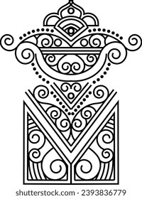 Ranggoli tradicional y cultural indio, Alpona, Kolam o Paisley vectorial line art India. para impresión textil, logotipo, papel tapiz