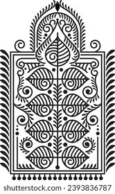 Ranggoli tradicional y cultural indio, Alpona, Kolam o Paisley vectorial line art India. para impresión textil, logotipo, papel tapiz