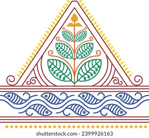 Indian Traditional and Cultural Rangoli, Alpona, Kolam, or Paisley vector line art. Bengal art India. for textile printing, logo, wallpaper	
