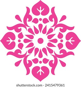 Indian Traditional and Cultural Rangoli, Alpona, Kolam, or Paisley vector line art. Bengal art India. for textile printing, logo, wallpaper	
