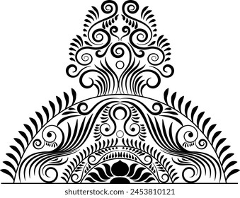 Indian Traditional and Cultural Rangoli, Alpona, Kolam, or Paisley vector line art. Bengal art India. centuries-old Bengali art tradition of the Bengal region, for textile printing, logo, wallpaper	
