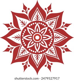 Indian Traditional and Cultural Rangoli, Alpona, Kolam, or Paisley vector line art. Bengal art India. for textile printing, logo, wallpaper Free Vector