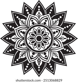 Indian Traditional and Cultural Rangoli, Alpona, Kolam, or Paisley vector line art. Bengal art India. for textile printing, logo, wallpaper Free Vector