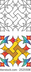 Indian Traditional and Cultural Rangoli, Alpona, Kolam, or Paisley vector line art. Bengal Art India. for textile printing, logo, wallpaper
