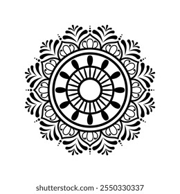 Indian Traditional and Cultural Rangoli, Alpona, Kolam, or Paisley vector line art. Bengal art India. 