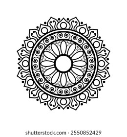 Indian Traditional and Cultural Rangoli, Alpona, Kolam, or Paisley vector line art. Bengal art India. 