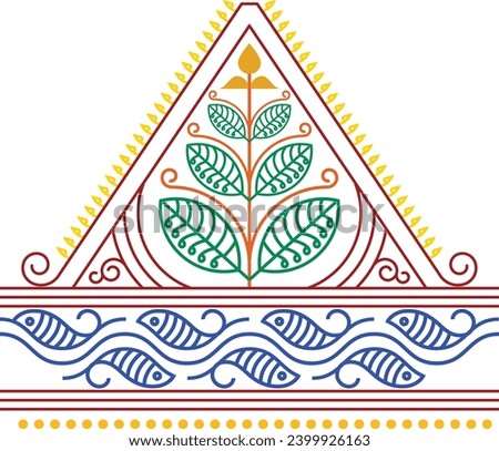 Indian Traditional and Cultural Rangoli, Alpona, Kolam, or Paisley vector line art. Bengal art India. for textile printing, logo, wallpaper	
