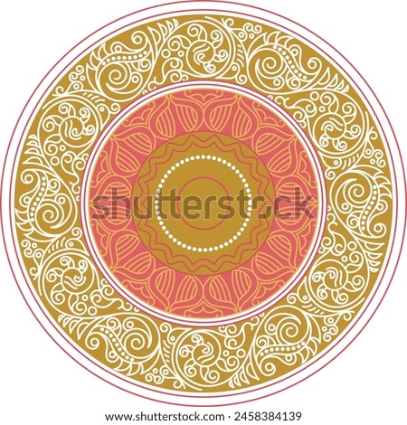 Indian Traditional and Cultural Rangoli, Alpona, Kolam, or Paisley vector line art. Bengal Art India. centuries-old Bengali art tradition of the Bengal region, for textile printing, logo, wallpaper	
