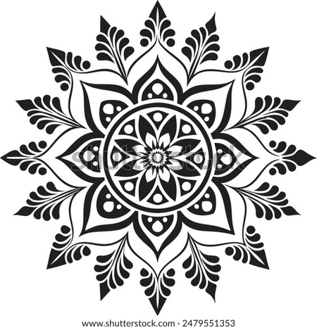 Indian Traditional and Cultural Rangoli, Alpona, Kolam, or Paisley vector line art. Bengal art India. for textile printing, logo, wallpaper Pro Vector