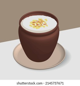 Indian traditional drink lassi, traditional Indian food, Doodle, vector illustration.