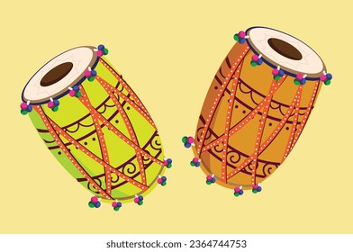 Indian Traditional Drum Illustration Art, Chenda, Madalam, Tabala Style Instrumen