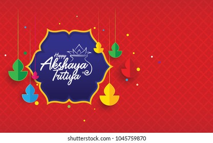 Indian Traditional Festival Akshaya Tritiya Background With Creative Colorful Hanging Lamps