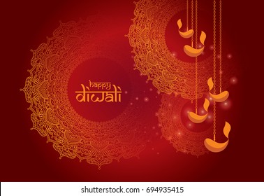 Indian Traditional Festival Diwali Design Template with Round Floral