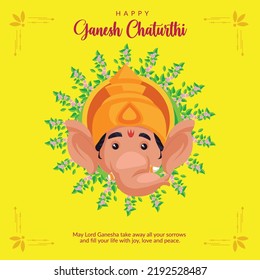 Indian traditional festival happy Ganesh Chaturthi banner design template. 
